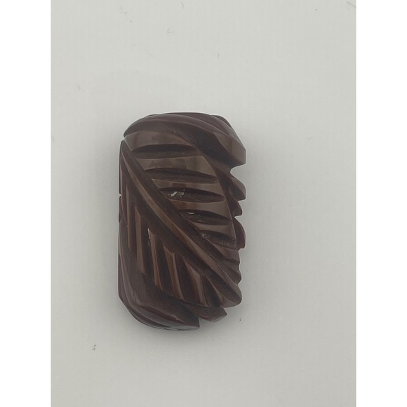 Jewelry - Vintage Carved Bakelite Leaf Dress Clip Brown Art Deco 1930s 40s costume jewelry